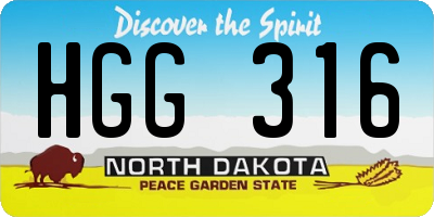 ND license plate HGG316