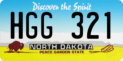 ND license plate HGG321
