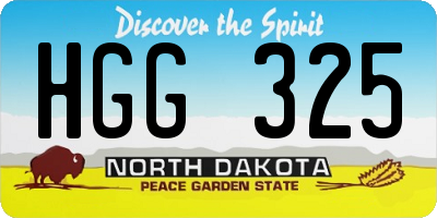 ND license plate HGG325