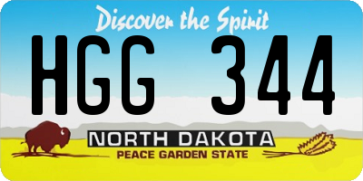 ND license plate HGG344
