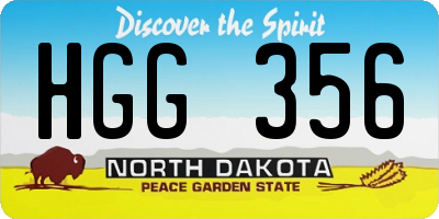 ND license plate HGG356