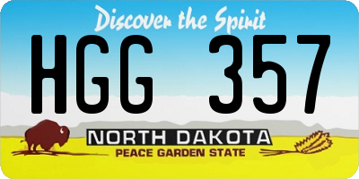 ND license plate HGG357