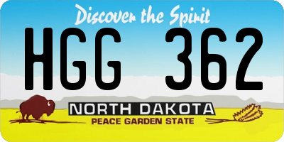 ND license plate HGG362