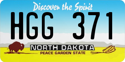 ND license plate HGG371