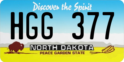 ND license plate HGG377