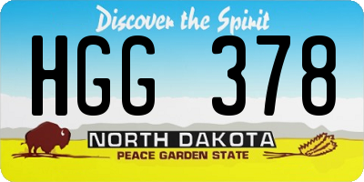 ND license plate HGG378