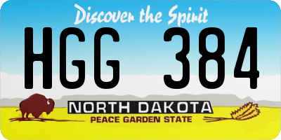 ND license plate HGG384