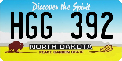 ND license plate HGG392