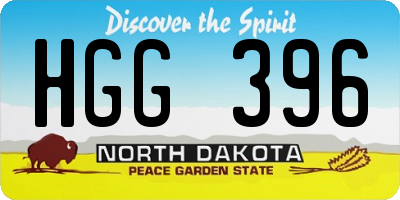 ND license plate HGG396
