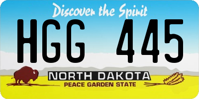 ND license plate HGG445