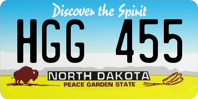 ND license plate HGG455
