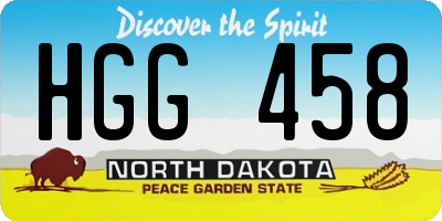 ND license plate HGG458