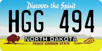 ND license plate HGG494