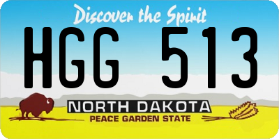 ND license plate HGG513