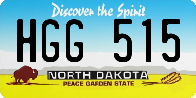 ND license plate HGG515