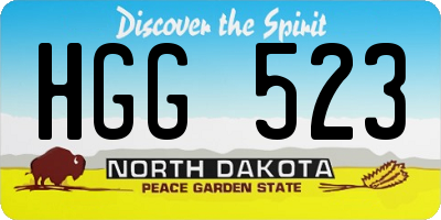 ND license plate HGG523