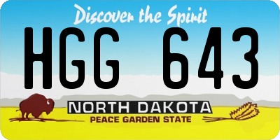 ND license plate HGG643