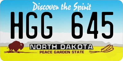 ND license plate HGG645