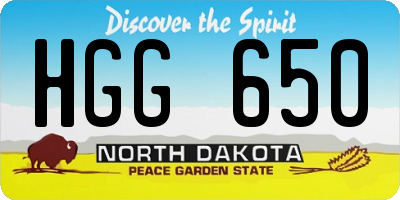 ND license plate HGG650
