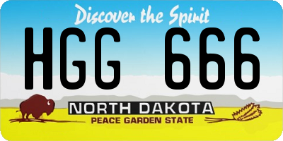 ND license plate HGG666