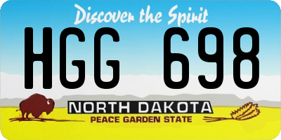 ND license plate HGG698