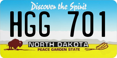 ND license plate HGG701