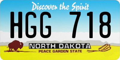 ND license plate HGG718