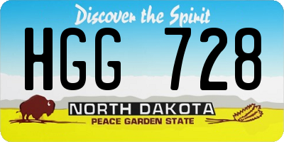 ND license plate HGG728