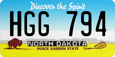 ND license plate HGG794