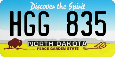 ND license plate HGG835