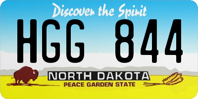 ND license plate HGG844