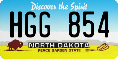ND license plate HGG854
