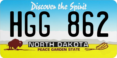 ND license plate HGG862