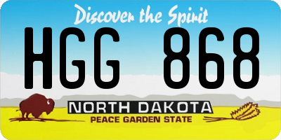 ND license plate HGG868