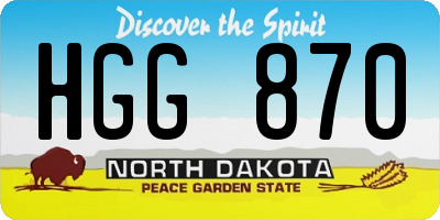 ND license plate HGG870