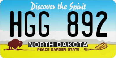 ND license plate HGG892