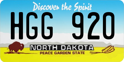 ND license plate HGG920