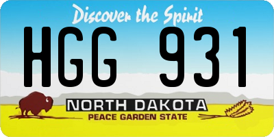 ND license plate HGG931