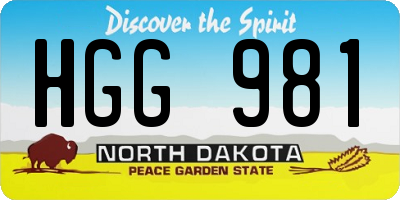ND license plate HGG981