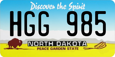 ND license plate HGG985