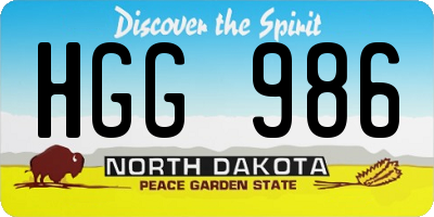 ND license plate HGG986