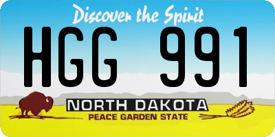 ND license plate HGG991