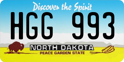 ND license plate HGG993