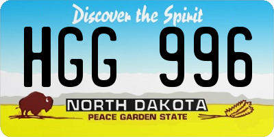 ND license plate HGG996