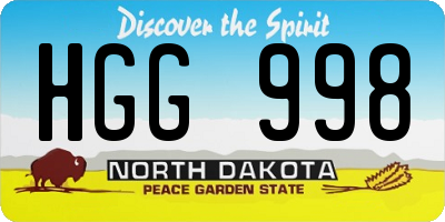 ND license plate HGG998