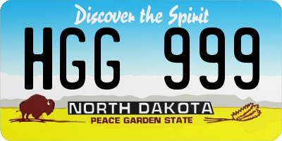 ND license plate HGG999