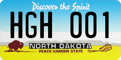 ND license plate HGH001