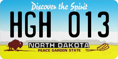 ND license plate HGH013