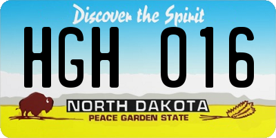 ND license plate HGH016
