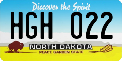 ND license plate HGH022